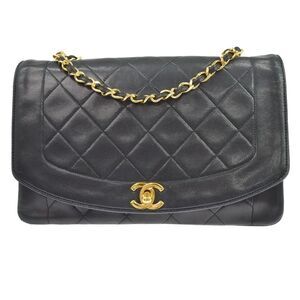Chanel Diana Flap Quilted Lambskin Black Leather Handbag